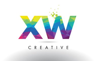 XW X W renkli mektup Origami üçgenler tasarlamak vektör.