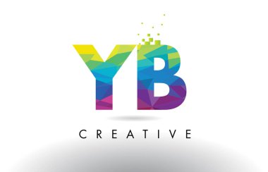 YB Y B renkli mektup Origami üçgenler vektör tasarımı.