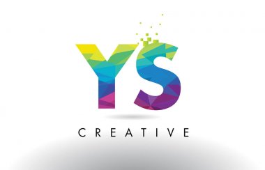 YS Y S renkli mektup Origami üçgenler vektör tasarımı.