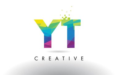 YT Y T renkli mektup Origami üçgenler vektör tasarımı.