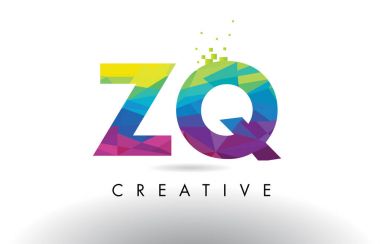 Zq Z Q renkli mektup Origami üçgenler vektör tasarımı.