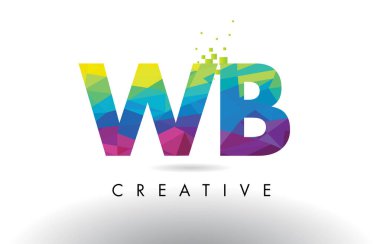 WB W B renkli mektup Origami üçgenler vektör tasarımı.