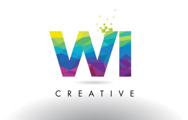 Wi W Ben renkli mektup Origami üçgenler vektör tasarımı.
