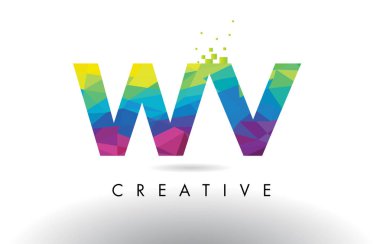 WV W V renkli mektup Origami üçgenler tasarlamak vektör.