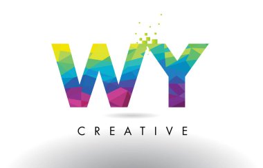 WY W Y renkli mektup Origami üçgenler tasarlamak vektör.