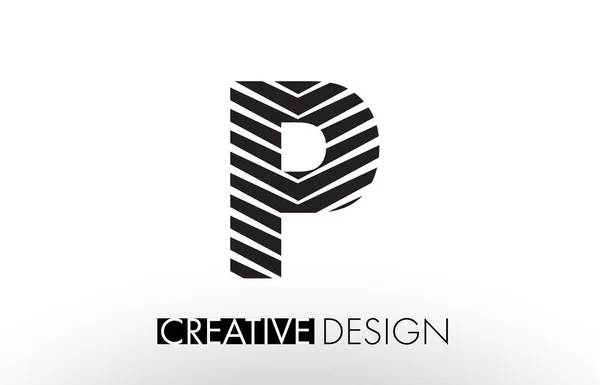 P Lines Letter Design com Zebra Elegante Criativa — Vetor de Stock