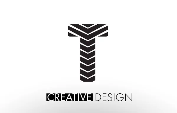 T Linien Buchstabendesign mit kreativen eleganten Zebra — Stockvektor