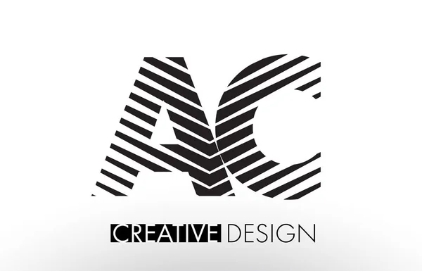 AC A C Lines Diseño de Letras con Cebra Elegante Creativa — Vector de stock