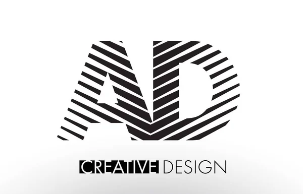 AD A D Lines Letter Design con Zebra creativa ed elegante — Vettoriale Stock