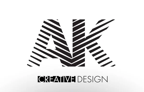 AK A K Lines Diseño de Letras con Cebra Elegante Creativa — Archivo Imágenes Vectoriales