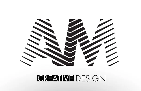 AM A M Lines Letter Design com Zebra elegante criativa — Vetor de Stock