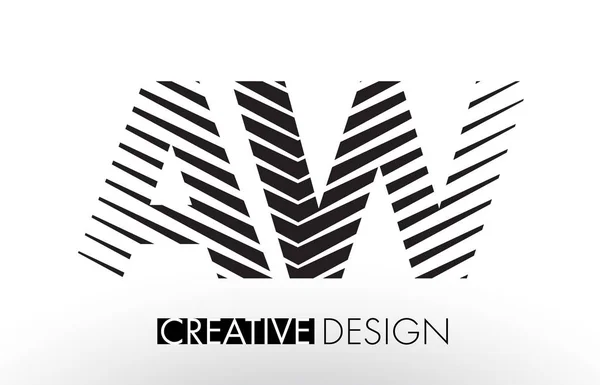AW A W Lines Diseño de Letras con Cebra Creativa Elegante — Vector de stock