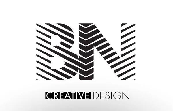 BN B N Linee Lettera Design con creativo elegante Zebra — Vettoriale Stock