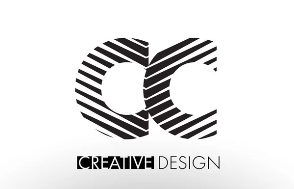 CC C C Lines Diseño de Letras con Cebra Elegante Creativa — Vector de stock
