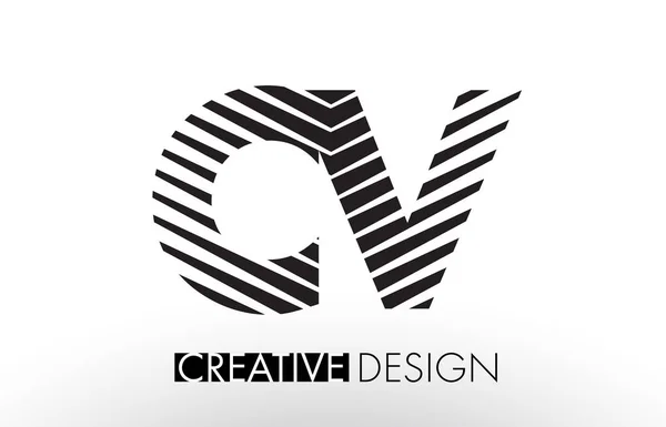 CV C V Lines Lettera Design con creativo elegante Zebra — Vettoriale Stock