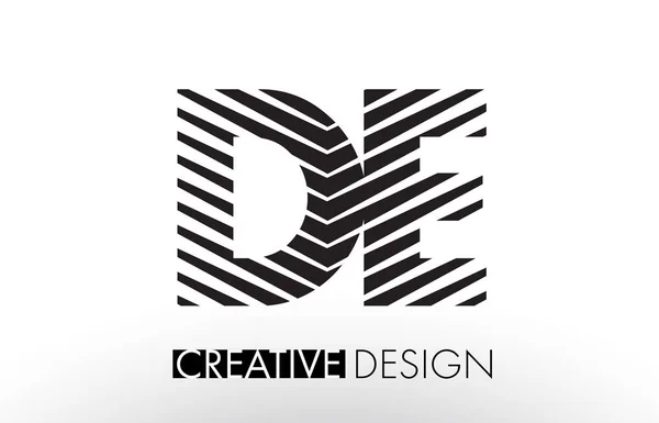 DE D E Lines Letter Design with Creative Elegant Zebra — Stock Vector
