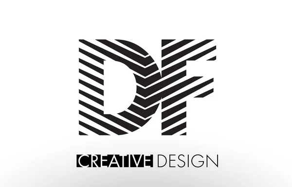 DF D F Linhas de desenho de letras com Zebra elegante criativo — Vetor de Stock