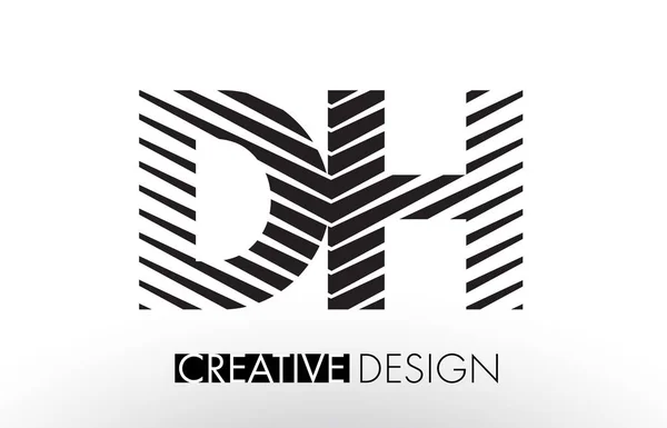 DH D H Lines Letter Design with Creative Elegant Zebra — Stock Vector