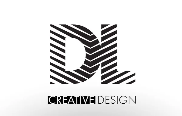 DL D L Lines Letter Design with Creative Elegant Zebra — Stock Vector