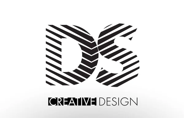 DS D S Linhas de desenho de letras com Zebra elegante criativo — Vetor de Stock