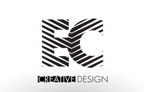 EC E C Lines Diseño de Letras con Cebra Elegante Creativa — Vector de stock