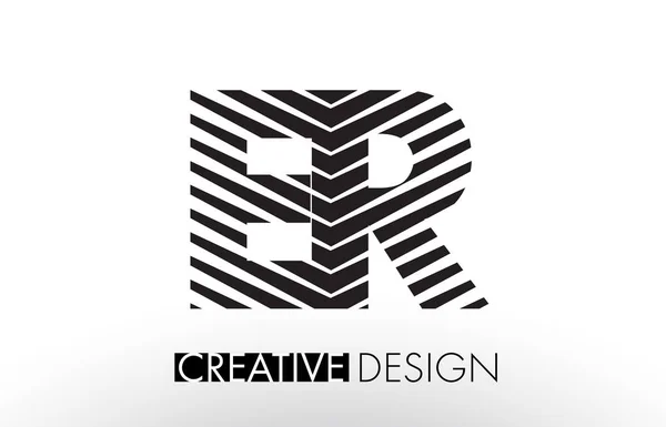 ER E R Lines Letter Design with Creative Elegant Zebra — Stock Vector