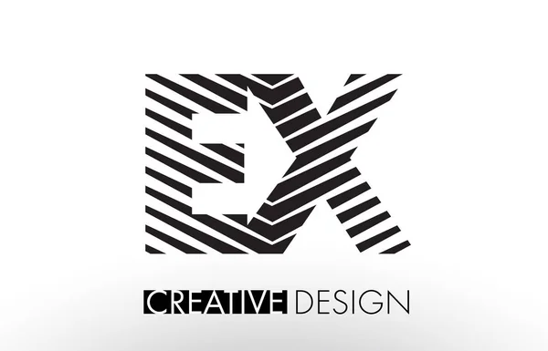 EX E X Linee Lettera Design con creativo elegante Zebra — Vettoriale Stock