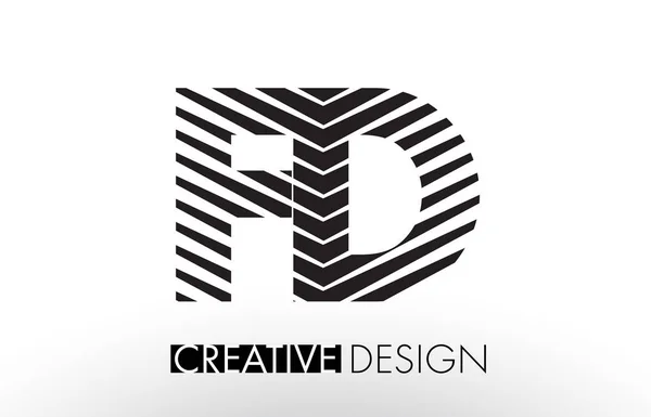 FD F D Lines Letter Design with Creative Elegant Zebra — Stock Vector