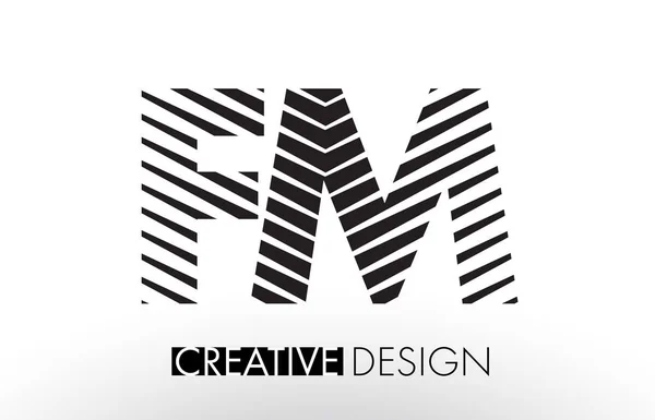 FM F M Linee Lettera Design con creativo elegante Zebra — Vettoriale Stock