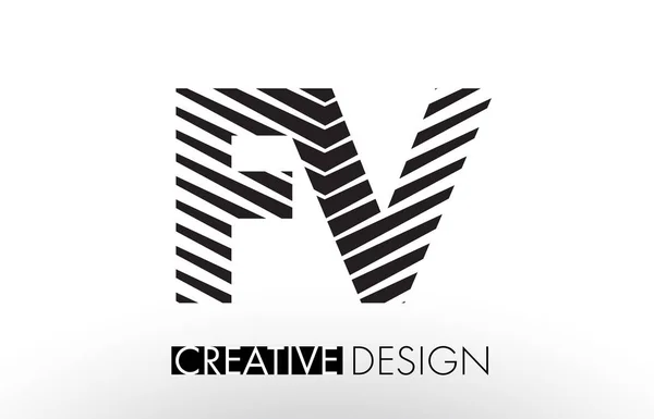 FV F V Linee Lettera Design con creativo elegante Zebra — Vettoriale Stock