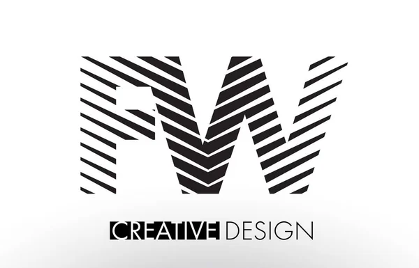 FW F W Linee Lettera Design con creativo elegante Zebra — Vettoriale Stock