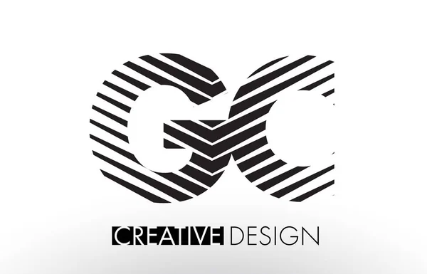GC G C Lines Diseño de Letras con Cebra Elegante Creativa — Vector de stock