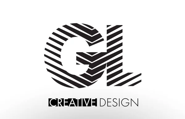 GL G L Lines Letter Design com Zebra Elegante Criativa — Vetor de Stock