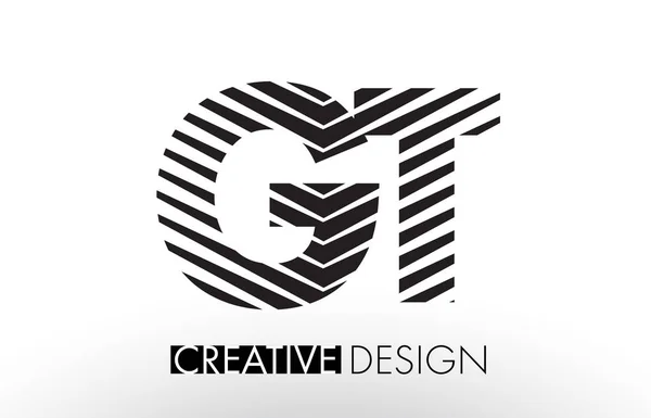 GT G T Lines Lettera Design con creativo elegante Zebra — Vettoriale Stock