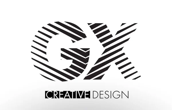 GX G X Lines Lettre Design avec Zèbre élégant créatif — Image vectorielle