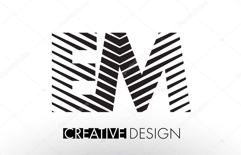 EM E M Lines Letter Design with Creative Elegant Zebra Vector Illustration.
