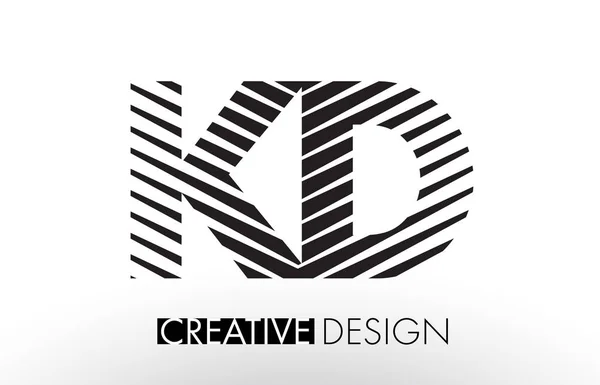 KD K D Lines Letter Design com Zebra elegante criativo — Vetor de Stock