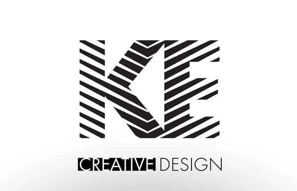 KE K E Lines Diseño de Letras con Cebra Elegante Creativa — Vector de stock