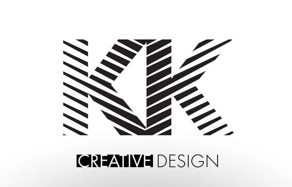 KK K K Linee Lettera Design con creativo elegante Zebra — Vettoriale Stock