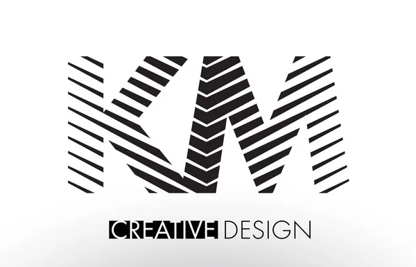 KM K M Lines Дизайн літер з Creative Elegant Zebra — стоковий вектор