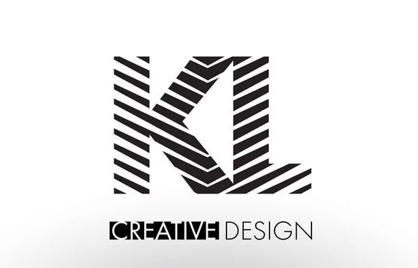 KL K L Linee Lettera Design con creativo elegante Zebra — Vettoriale Stock