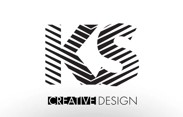 KS K S Lines Letter Design with Creative Elegant Zebra — Stock Vector