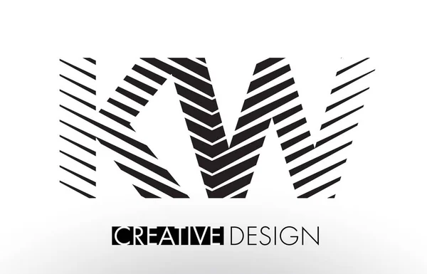 KW K W Lines Letter Design com Zebra elegante criativa — Vetor de Stock