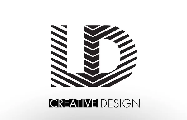 LD L D Lines Diseño de Letras con Cebra Creativa Elegante — Vector de stock