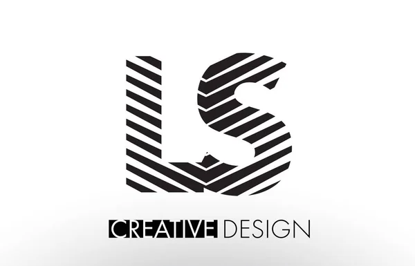 LS L S Lines Letter Design with Creative Elegant Zebra - Stok Vektor