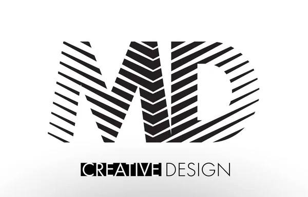 MD M D lijnen brief Design met creatieve elegante Zebra — Stockvector