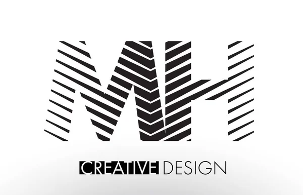 MH M H Lines Letter Design com Zebra elegante criativa — Vetor de Stock