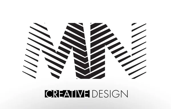 MN M N Lines Diseño de Letras con Cebra Creativa Elegante — Vector de stock