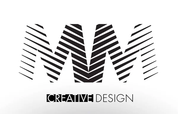 MM M M Lines Letter Design com Zebra Elegante Criativa — Vetor de Stock