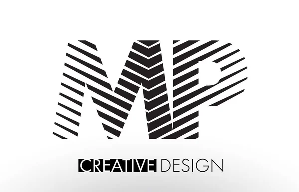 Mp m p lines briefdesign mit kreativen eleganten zebra — Stockvektor